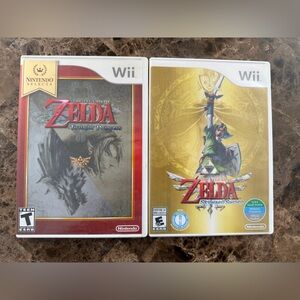 Nintendo Wii Zelda Twilight Princess and Skyward Sword Set - Red and Gold